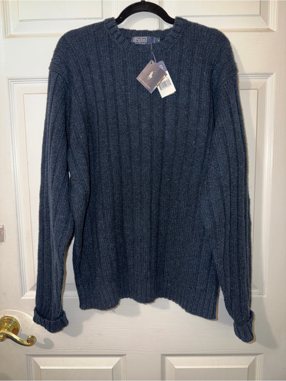 Vintage NWT Polo by Ralph Lauren Lambswool Silk Ribbed Crewneck Sweater XL